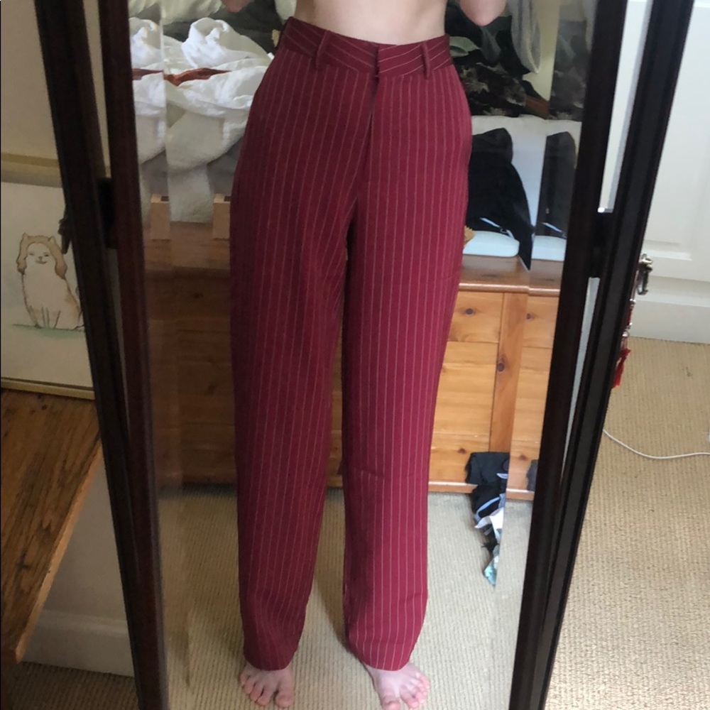 Lulus red and white pin stripe trousers
